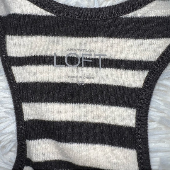 Ann Taylor Loft Black & Lt Oatmeal Striped Racerback Tank Dress - Size XS - Picture 7 of 9